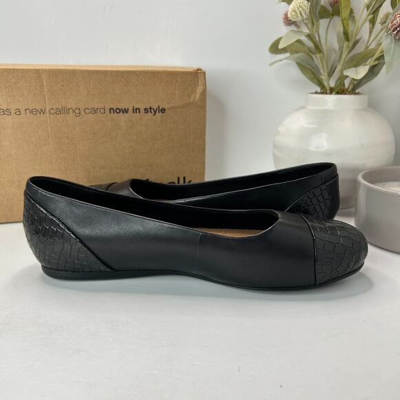 Softwalk Sonoma Cap Toe Ballet Flat Black Croco S1907-027 Women's 7.5W Tried On - Picture 7 of 10